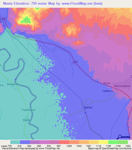 Maxta,Azerbaijan Elevation Map