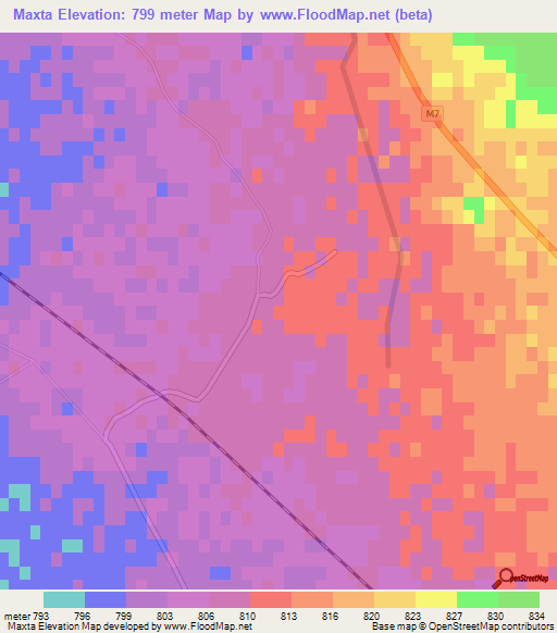 Maxta,Azerbaijan Elevation Map