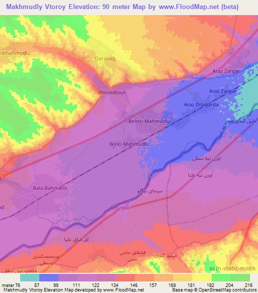 Makhmudly Vtoroy,Azerbaijan Elevation Map