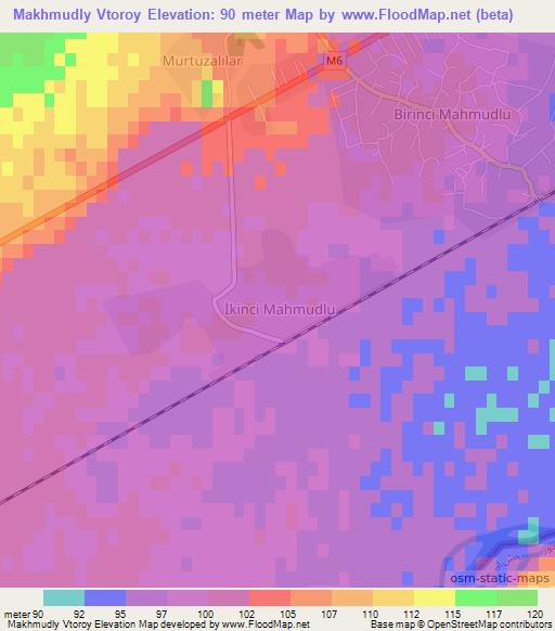 Makhmudly Vtoroy,Azerbaijan Elevation Map