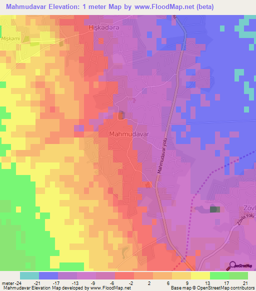 Mahmudavar,Azerbaijan Elevation Map