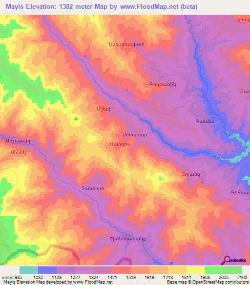 Mayis,Azerbaijan Elevation Map