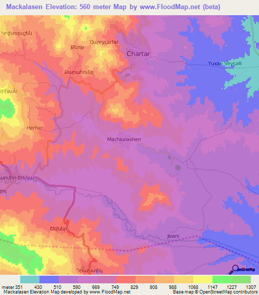 Mackalasen,Azerbaijan Elevation Map