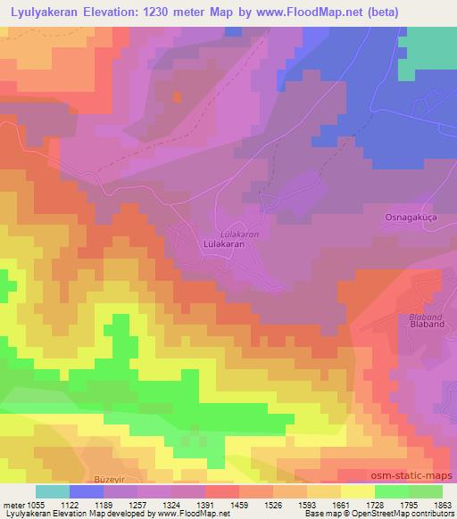 Lyulyakeran,Azerbaijan Elevation Map