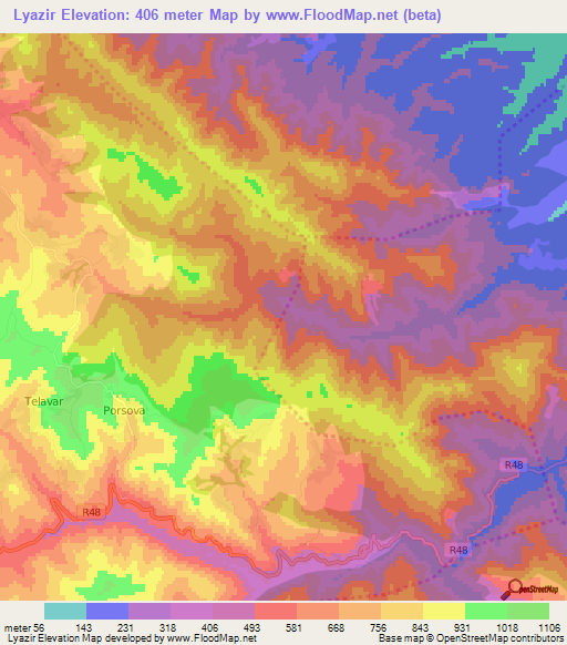 Lyazir,Azerbaijan Elevation Map
