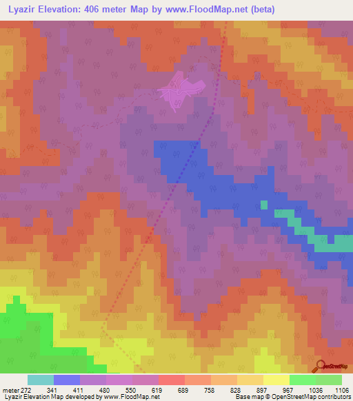 Lyazir,Azerbaijan Elevation Map
