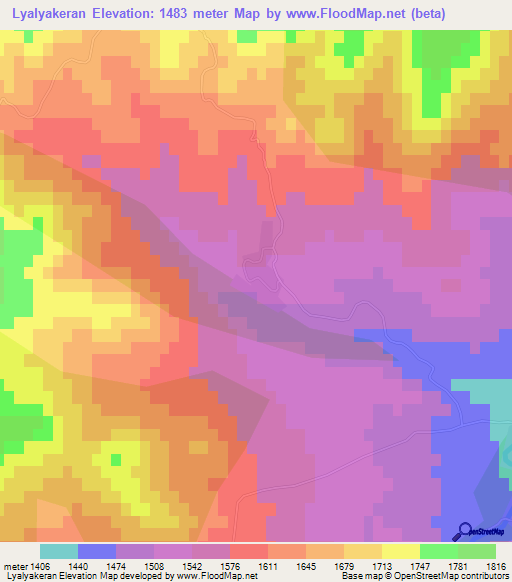 Lyalyakeran,Azerbaijan Elevation Map