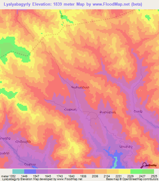 Lyalyabagyrly,Azerbaijan Elevation Map