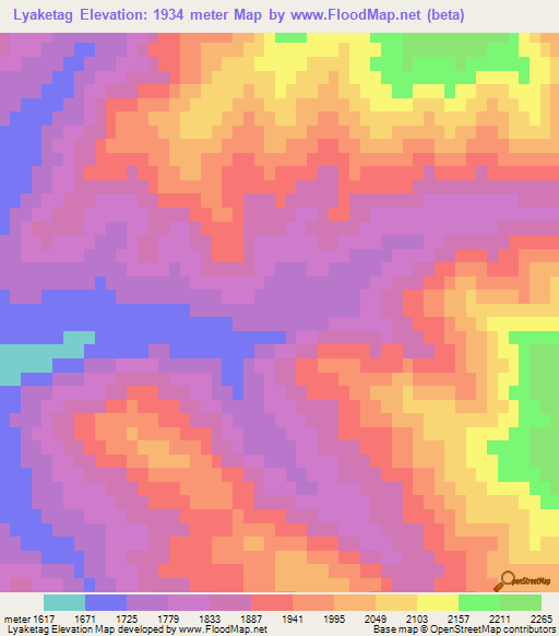 Lyaketag,Azerbaijan Elevation Map