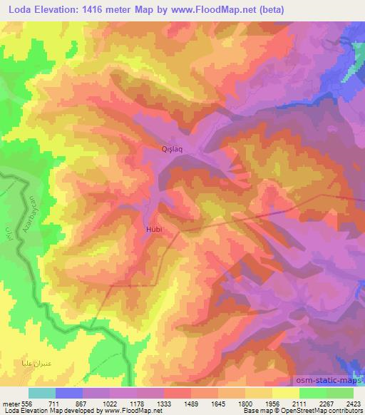Loda,Azerbaijan Elevation Map