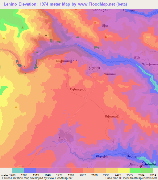 Lenino,Azerbaijan Elevation Map