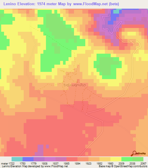 Lenino,Azerbaijan Elevation Map