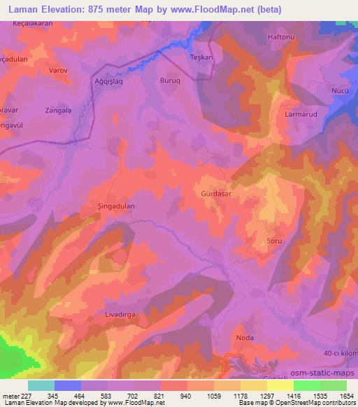 Laman,Azerbaijan Elevation Map