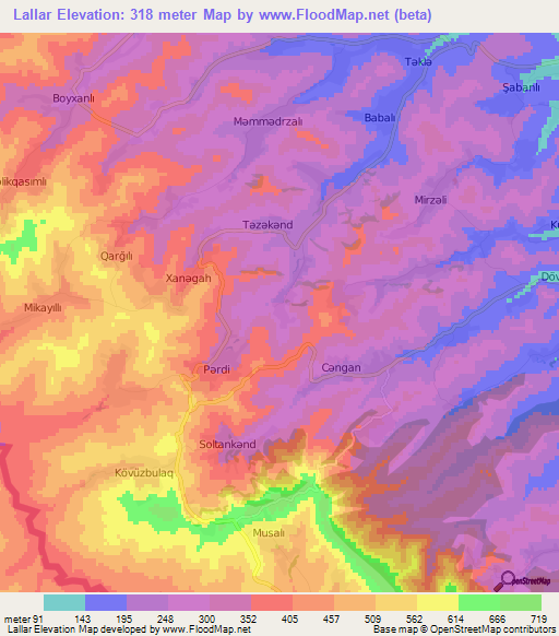 Lallar,Azerbaijan Elevation Map