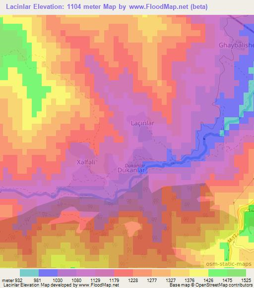 Lacinlar,Azerbaijan Elevation Map