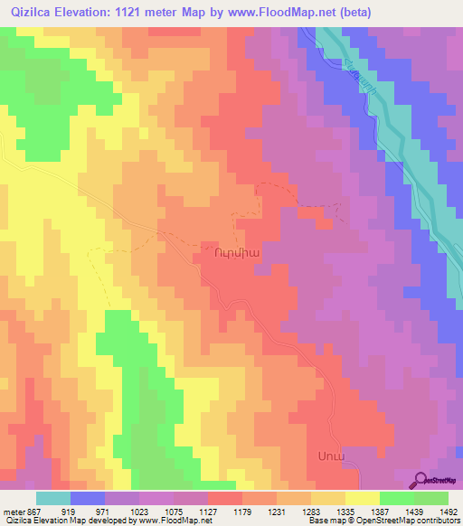 Qizilca,Azerbaijan Elevation Map