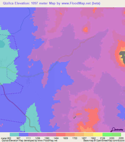 Qizilca,Azerbaijan Elevation Map