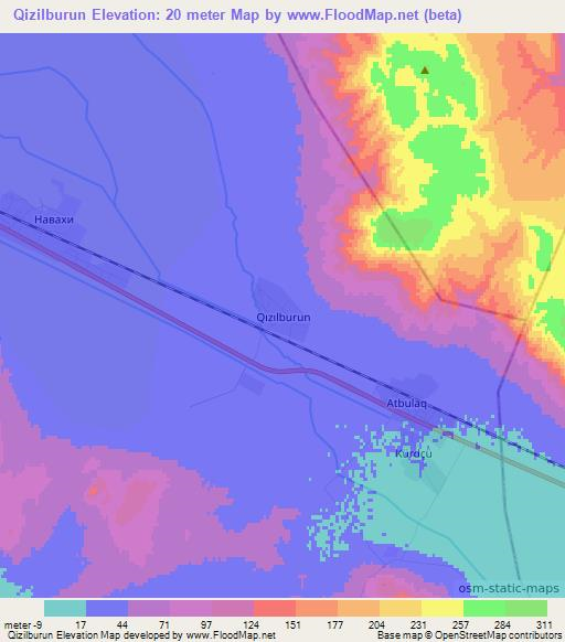 Qizilburun,Azerbaijan Elevation Map
