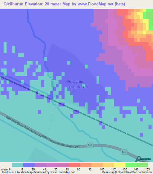 Qizilburun,Azerbaijan Elevation Map