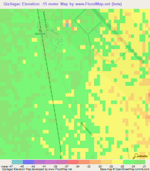 Qizilagac,Azerbaijan Elevation Map