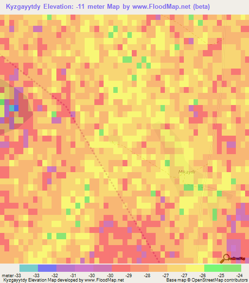 Kyzgayytdy,Azerbaijan Elevation Map