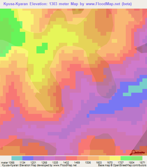 Kyusa-Kyaran,Azerbaijan Elevation Map