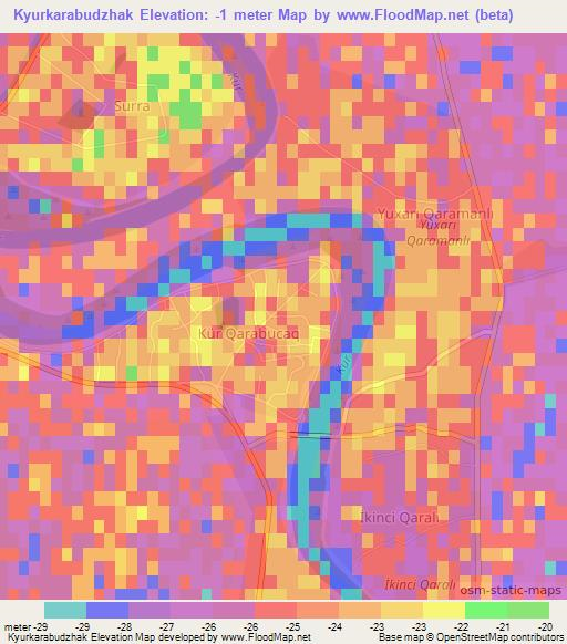 Kyurkarabudzhak,Azerbaijan Elevation Map