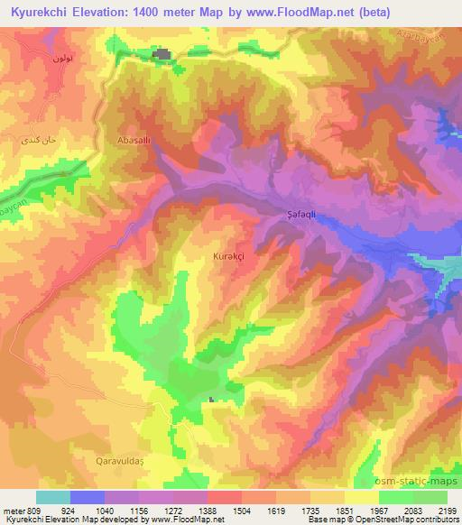 Kyurekchi,Azerbaijan Elevation Map