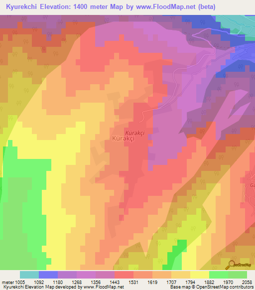 Kyurekchi,Azerbaijan Elevation Map