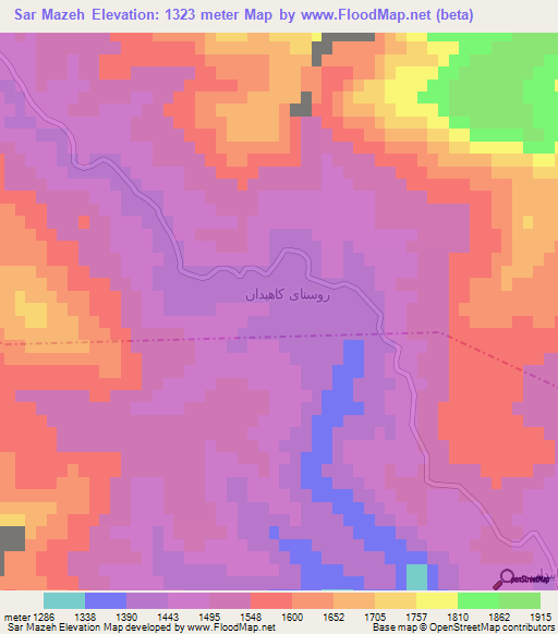 Sar Mazeh,Iran Elevation Map