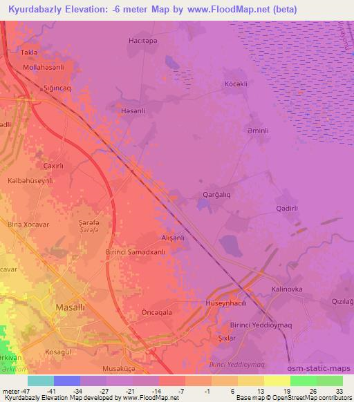 Kyurdabazly,Azerbaijan Elevation Map