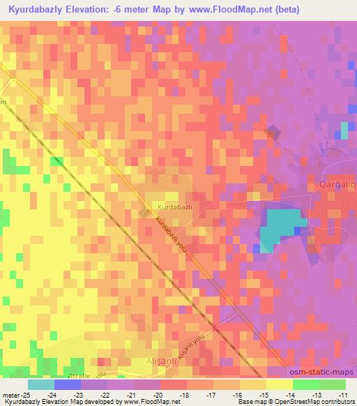 Kyurdabazly,Azerbaijan Elevation Map