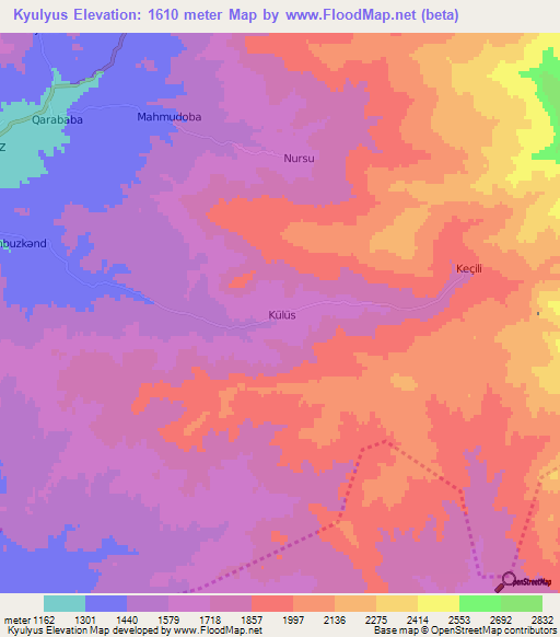 Kyulyus,Azerbaijan Elevation Map