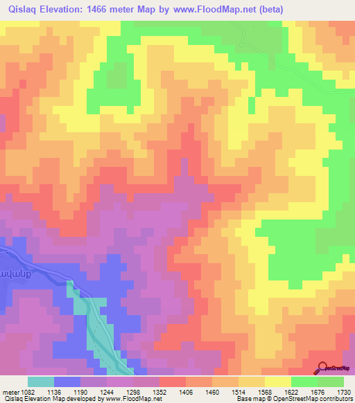 Qislaq,Azerbaijan Elevation Map