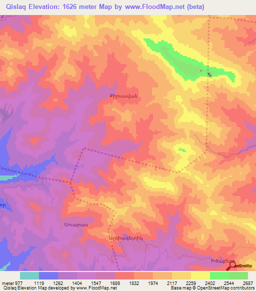 Qislaq,Azerbaijan Elevation Map