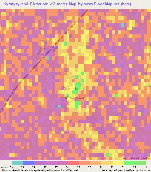 Kyrmyzykend,Azerbaijan Elevation Map