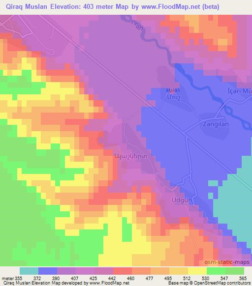 Qiraq Muslan,Azerbaijan Elevation Map