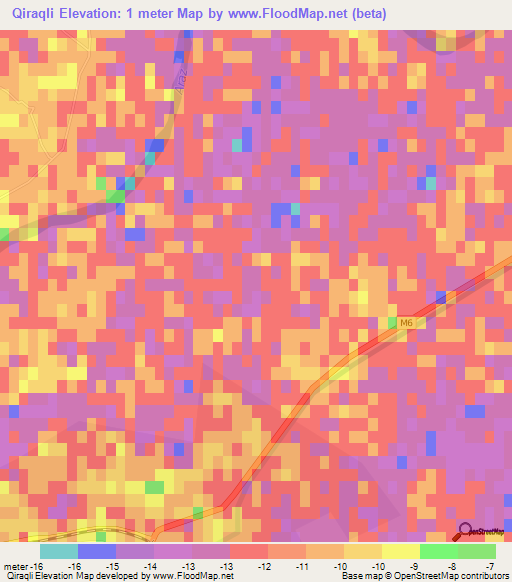 Qiraqli,Azerbaijan Elevation Map