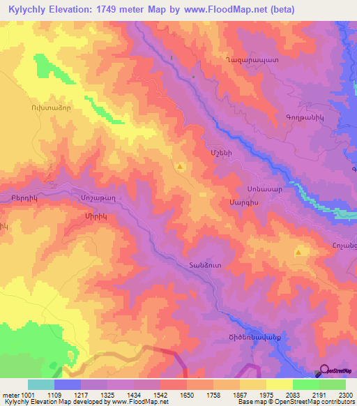 Kylychly,Azerbaijan Elevation Map