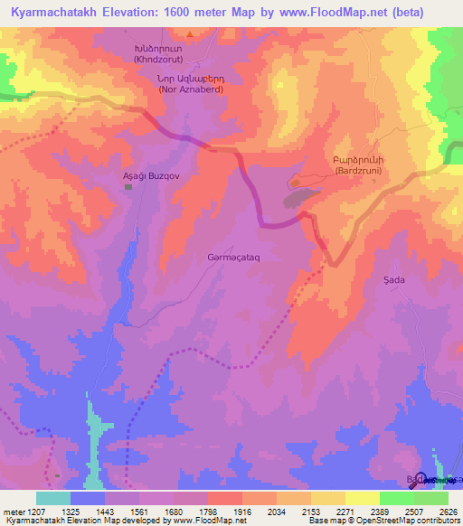 Kyarmachatakh,Azerbaijan Elevation Map