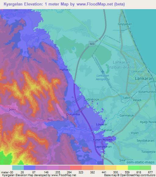 Kyargelan,Azerbaijan Elevation Map