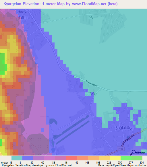 Kyargelan,Azerbaijan Elevation Map