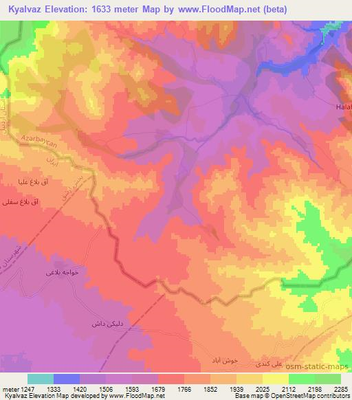 Kyalvaz,Azerbaijan Elevation Map