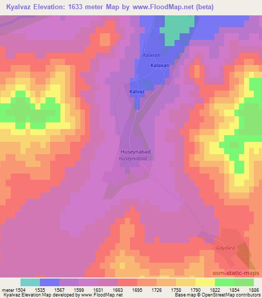 Kyalvaz,Azerbaijan Elevation Map