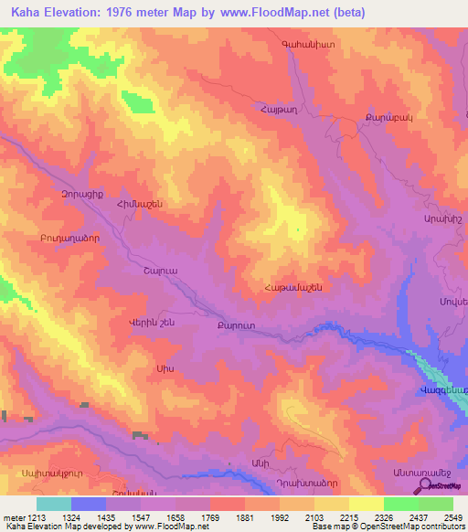 Kaha,Azerbaijan Elevation Map
