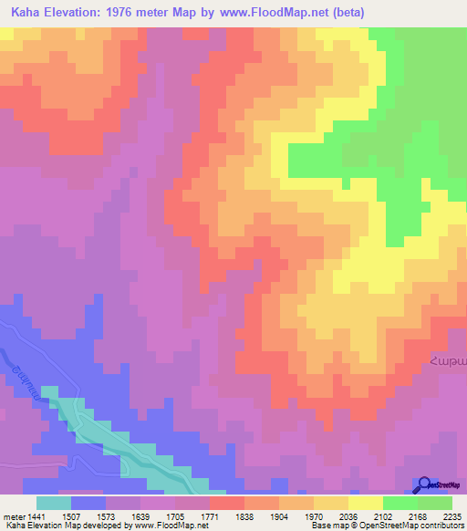 Kaha,Azerbaijan Elevation Map