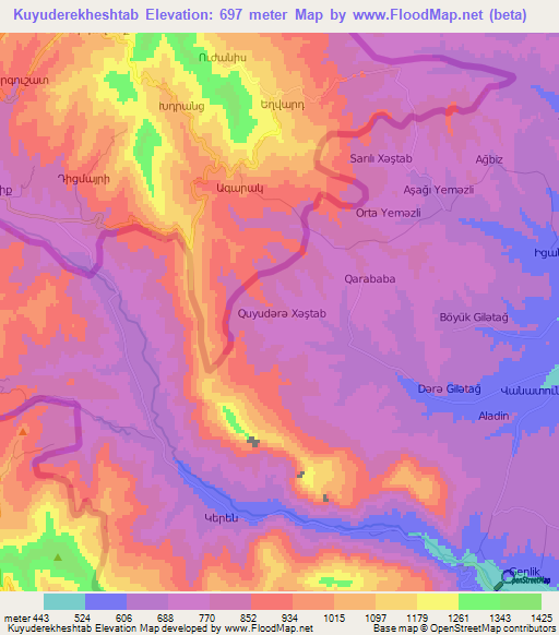 Kuyuderekheshtab,Azerbaijan Elevation Map