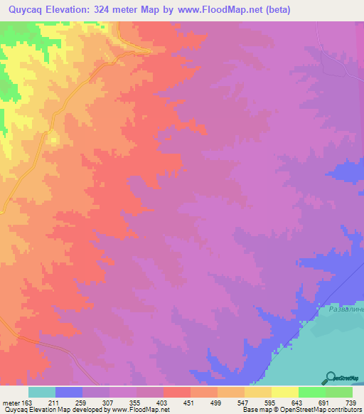 Quycaq,Azerbaijan Elevation Map