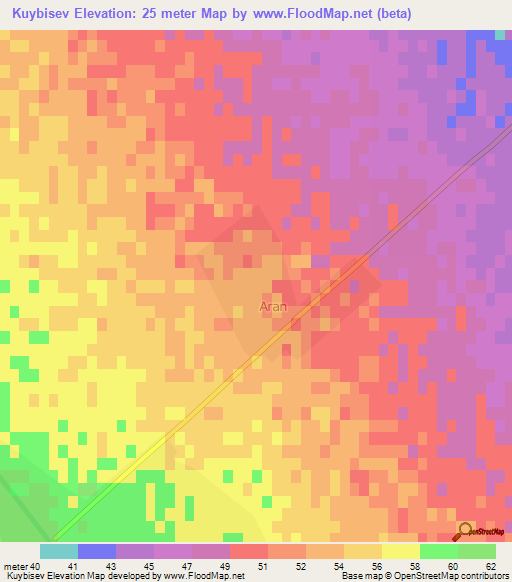 Kuybisev,Azerbaijan Elevation Map