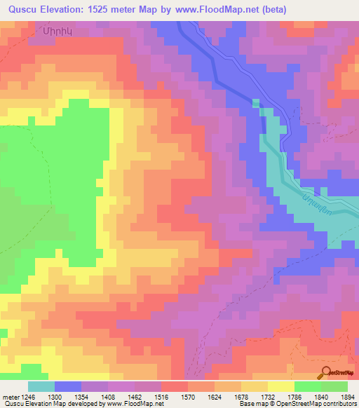 Quscu,Azerbaijan Elevation Map